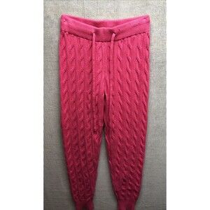 Joyfunear Cableknit Leggings Size M Pink Drawstring Waist Tapered Leg Barbiecore